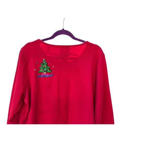 Vintage 1990s Quacker Factory Red Sequin Beaded Christmas Top 1X Holidays - Picture 10 of 12